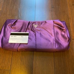 Prada Raso A Viola large satin clutch